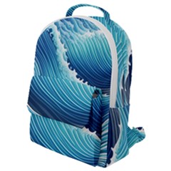 Simple Summer Wave Pattern Flap Pocket Backpack (small) by GardenOfOphir