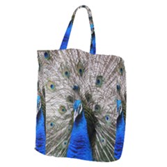 Peacock Bird Animal Feather Nature Colorful Giant Grocery Tote by Ravend