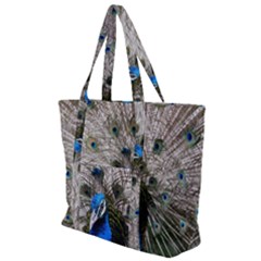 Peacock Bird Animal Feather Nature Colorful Zip Up Canvas Bag