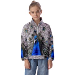 Peacock Bird Animal Feather Nature Colorful Kids  Half Zip Hoodie by Ravend