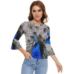 Peacock Bird Animal Feather Nature Colorful Bell Sleeve Top