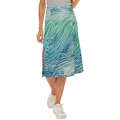 Wave Of The Ocean Midi Panel Skirt by GardenOfOphir