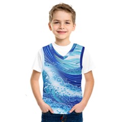 Water Waves Kids  Basketball Tank Top by GardenOfOphir