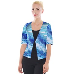Water Waves Cropped Button Cardigan by GardenOfOphir