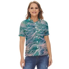 Waves Of The Ocean Ii Women s Short Sleeve Double Pocket Shirt