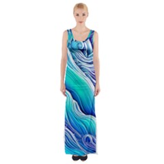 Ocean Waves In Pastel Tones Thigh Split Maxi Dress by GardenOfOphir