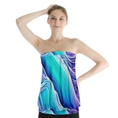 Ocean Waves In Pastel Tones Strapless Top