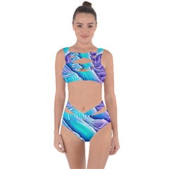 Ocean Waves In Pastel Tones Bandaged Up Bikini Set  by GardenOfOphir