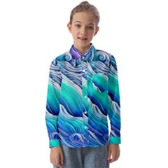 Ocean Waves In Pastel Tones Kids  Long Sleeve Shirt