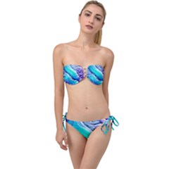 Ocean Waves In Pastel Tones Twist Bandeau Bikini Set