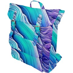 Ocean Waves In Pastel Tones Buckle Up Backpack by GardenOfOphir