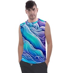 Ocean Waves In Pastel Tones Men s Regular Tank Top by GardenOfOphir