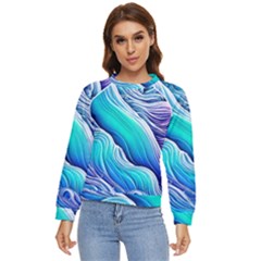 Ocean Waves In Pastel Tones Women s Long Sleeve Raglan Tee