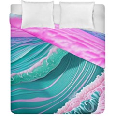 Pink Ocean Waves Duvet Cover Double Side (california King Size) by GardenOfOphir