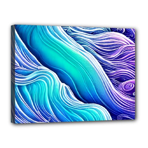 Ocean Waves In Pastel Tones Canvas 16  X 12  (stretched) by GardenOfOphir