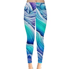 Ocean Waves In Pastel Tones Leggings  by GardenOfOphir