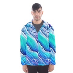 Ocean Waves In Pastel Tones Men s Hooded Windbreaker by GardenOfOphir