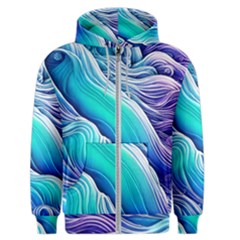 Ocean Waves In Pastel Tones Men s Zipper Hoodie by GardenOfOphir