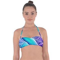Ocean Waves In Pastel Tones Halter Bandeau Bikini Top