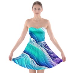 Ocean Waves In Pastel Tones Strapless Bra Top Dress by GardenOfOphir