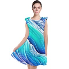 Ocean Waves In Pastel Tones Tie Up Tunic Dress by GardenOfOphir