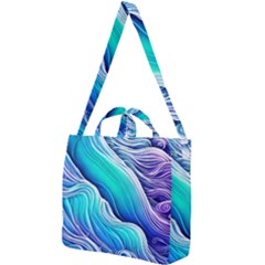 Ocean Waves In Pastel Tones Square Shoulder Tote Bag by GardenOfOphir