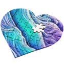 Ocean Waves In Pastel Tones Wooden Puzzle Heart View2