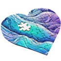 Ocean Waves In Pastel Tones Wooden Puzzle Heart View3