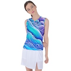 Ocean Waves In Pastel Tones Women s Sleeveless Sports Top by GardenOfOphir