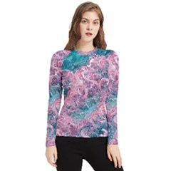 Ocean Waves In Pink Ii Women s Long Sleeve Rash Guard by GardenOfOphir