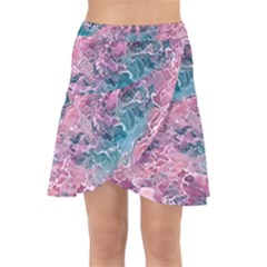 Ocean Waves In Pink Ii Wrap Front Skirt by GardenOfOphir