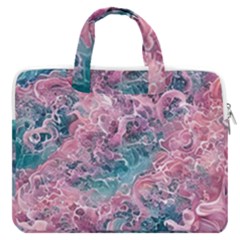 Ocean Waves In Pink Ii Macbook Pro 16  Double Pocket Laptop Bag  by GardenOfOphir