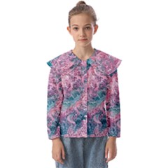 Ocean Waves In Pink Ii Kids  Peter Pan Collar Blouse by GardenOfOphir