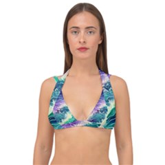 Pastel Hues Ocean Waves Double Strap Halter Bikini Top