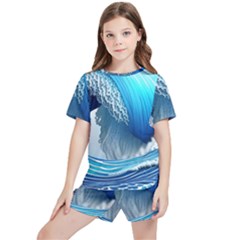 The Power Of The Ocean Kids  Tee And Sports Shorts Set by GardenOfOphir