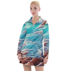 Waves Of The Ocean Women s Long Sleeve Casual Dress by GardenOfOphir