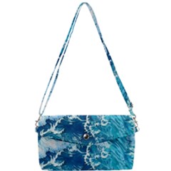 Abstract Blue Ocean Waves Iii Removable Strap Clutch Bag by GardenOfOphir