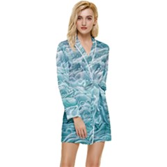 Nature Ocean Waves Long Sleeve Satin Robe by GardenOfOphir