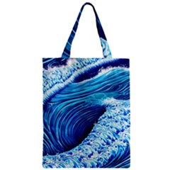 Simple Blue Ocean Wave Zipper Classic Tote Bag by GardenOfOphir