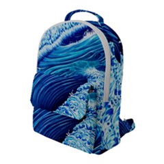 Simple Blue Ocean Wave Flap Pocket Backpack (large) by GardenOfOphir