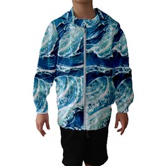 Summer Ocean Waves Kids  Hooded Windbreaker by GardenOfOphir