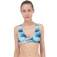 Abstract Blue Ocean Wave Ii Classic Banded Bikini Top by GardenOfOphir