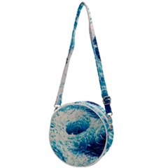 Abstract Blue Ocean Wave Ii Crossbody Circle Bag by GardenOfOphir