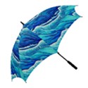 Blue Ocean Wave Watercolor Golf Umbrellas View2