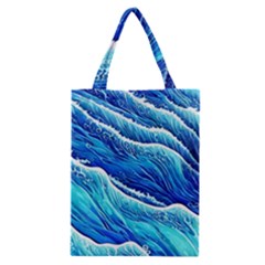 Blue Ocean Wave Watercolor Classic Tote Bag