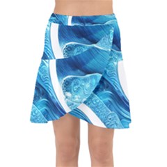 Blue Wave Wrap Front Skirt by GardenOfOphir