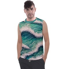 Blue Wave Pattern Men s Regular Tank Top by GardenOfOphir