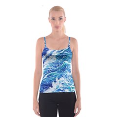 Abstract Blue Wave Spaghetti Strap Top by GardenOfOphir