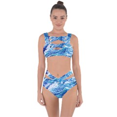 Abstract Blue Wave Bandaged Up Bikini Set  by GardenOfOphir