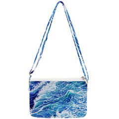 Abstract Blue Wave Double Gusset Crossbody Bag by GardenOfOphir